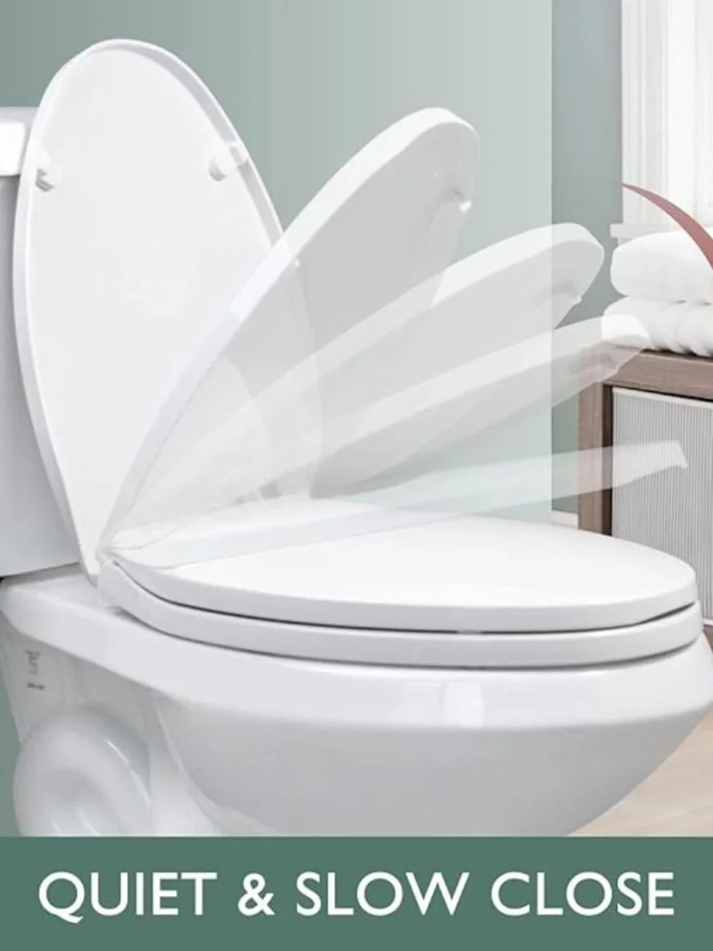 Toilet Seat Elongated, Slow Close Hinges, Four Non-Slip Bumpers, Easy to Install